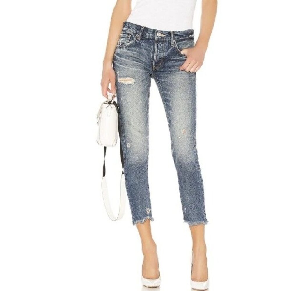 Moussy Vintage Kelley Tapered Jeans Distressed Destroyed Japanese Denim Size 27